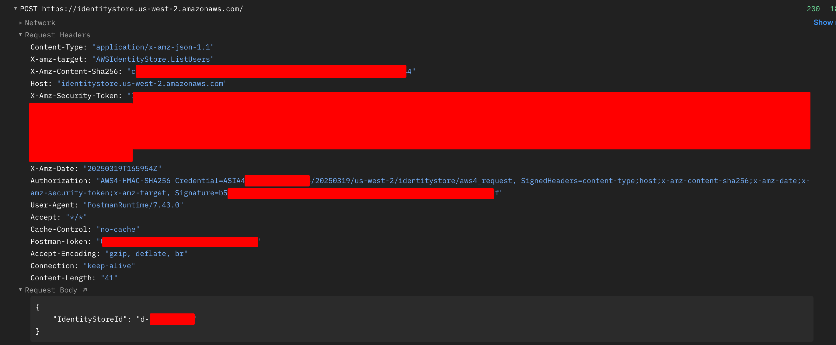 Postman example
